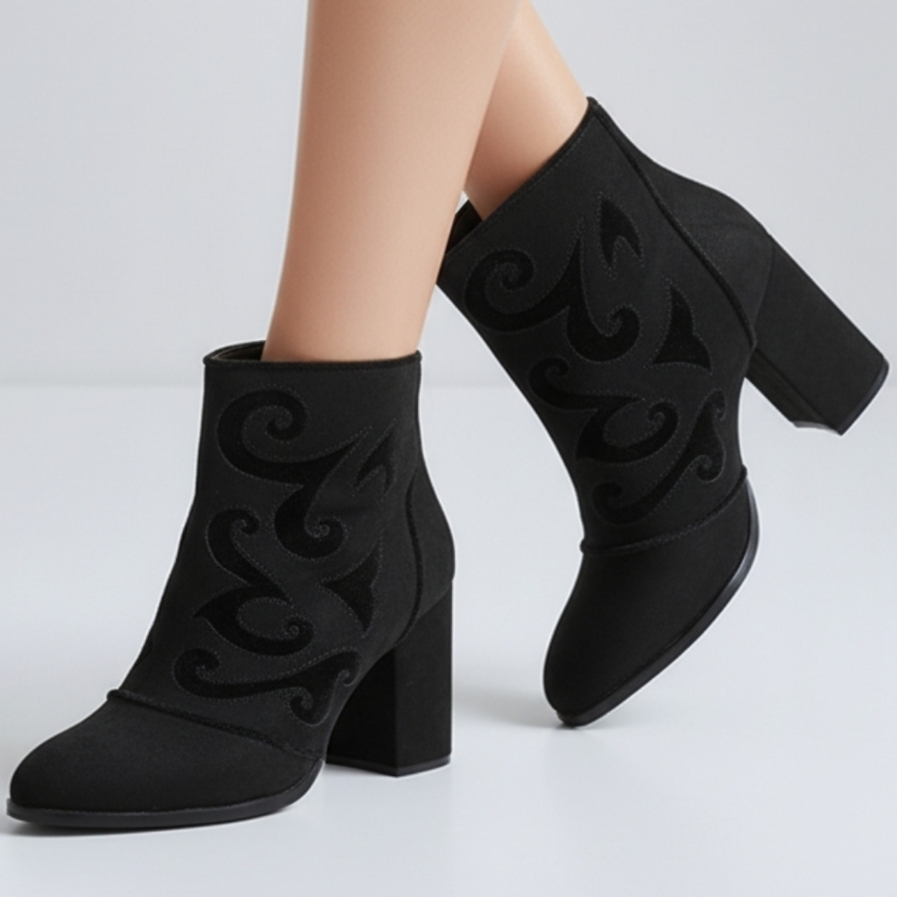 Cloudwalkers Black Faux Suede Ankle Boots Womens 10W